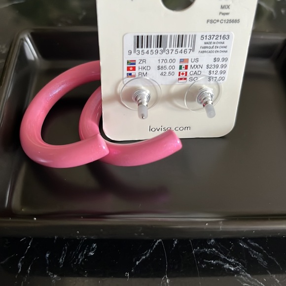 💎💖Lovisa Timeless Enamel Coated Pink Hoop Earrings-NWT - Picture 7 of 14